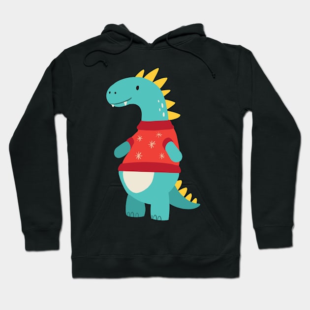 Dinosaur at winter time Hoodie by chillstudio